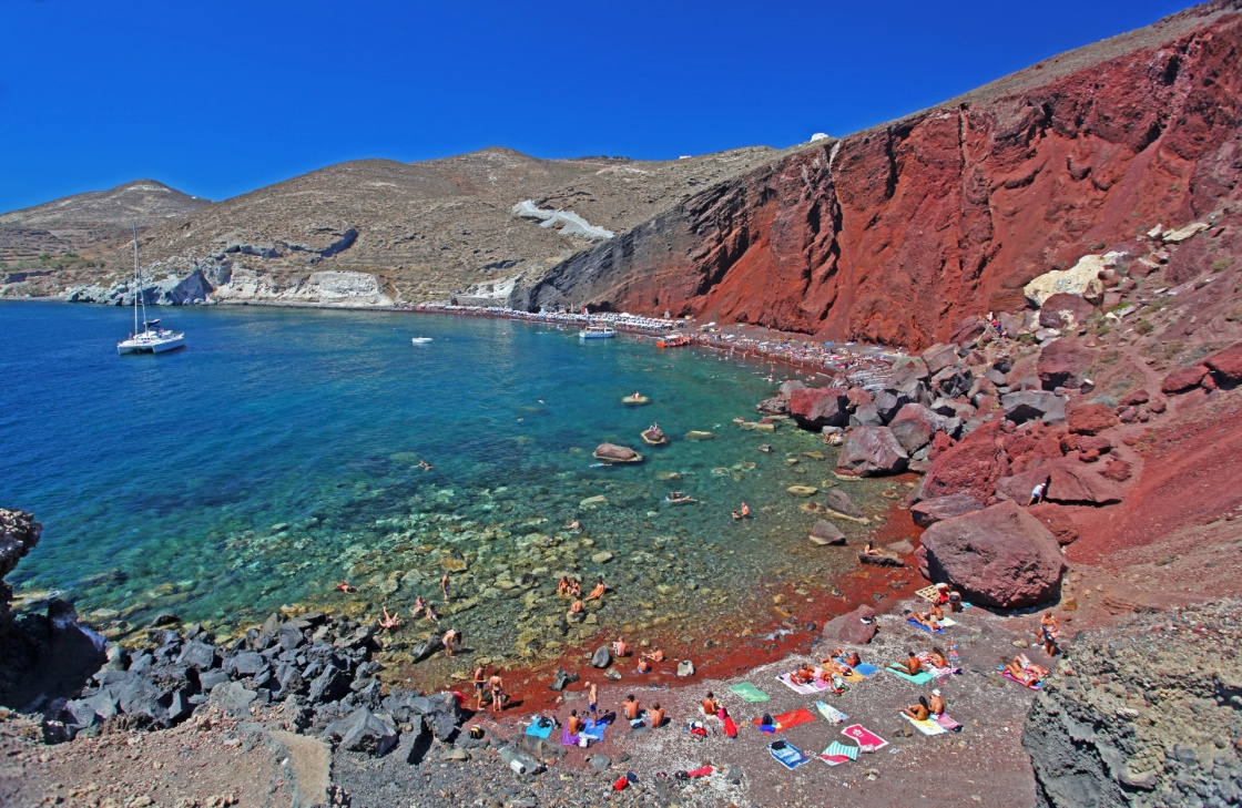 The Red Beach on the Greek Island of Santorini